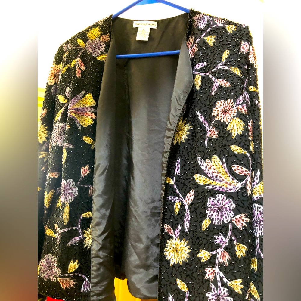 DRAPER & DAMONS Sequin Black Tie Cocktail Attire Floral Jacket  Size 6